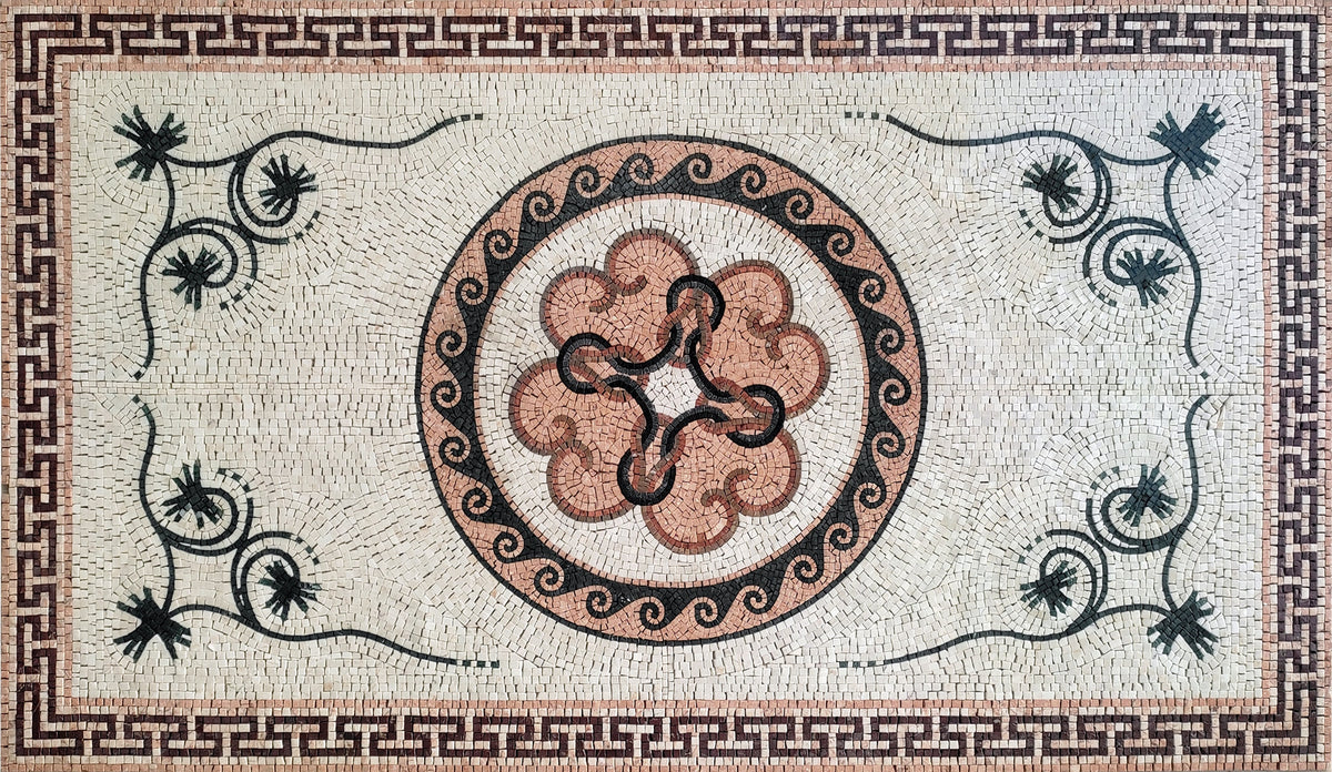 Handmade Floral Marble Mosaic Rug: Home Decor Mat (72” x 40")