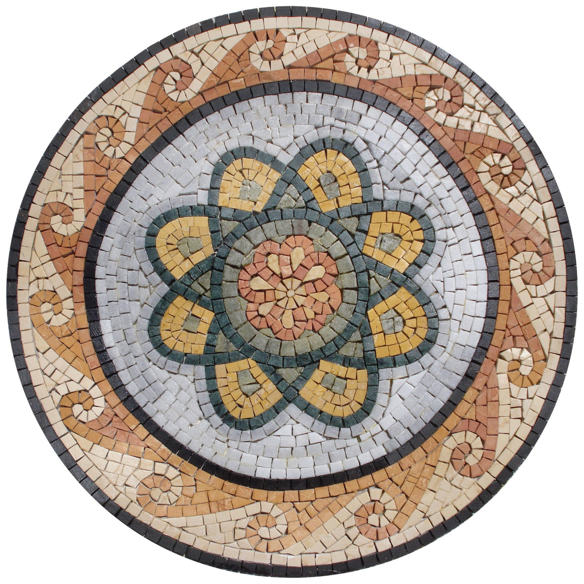 Elegant Harmony -20" Handmade Pattern Marble Mosaic Medallion Tile Design Art Décor - Customization available