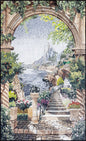Handmade Marble Mosaic: Terraces and Seascape View Wall Art