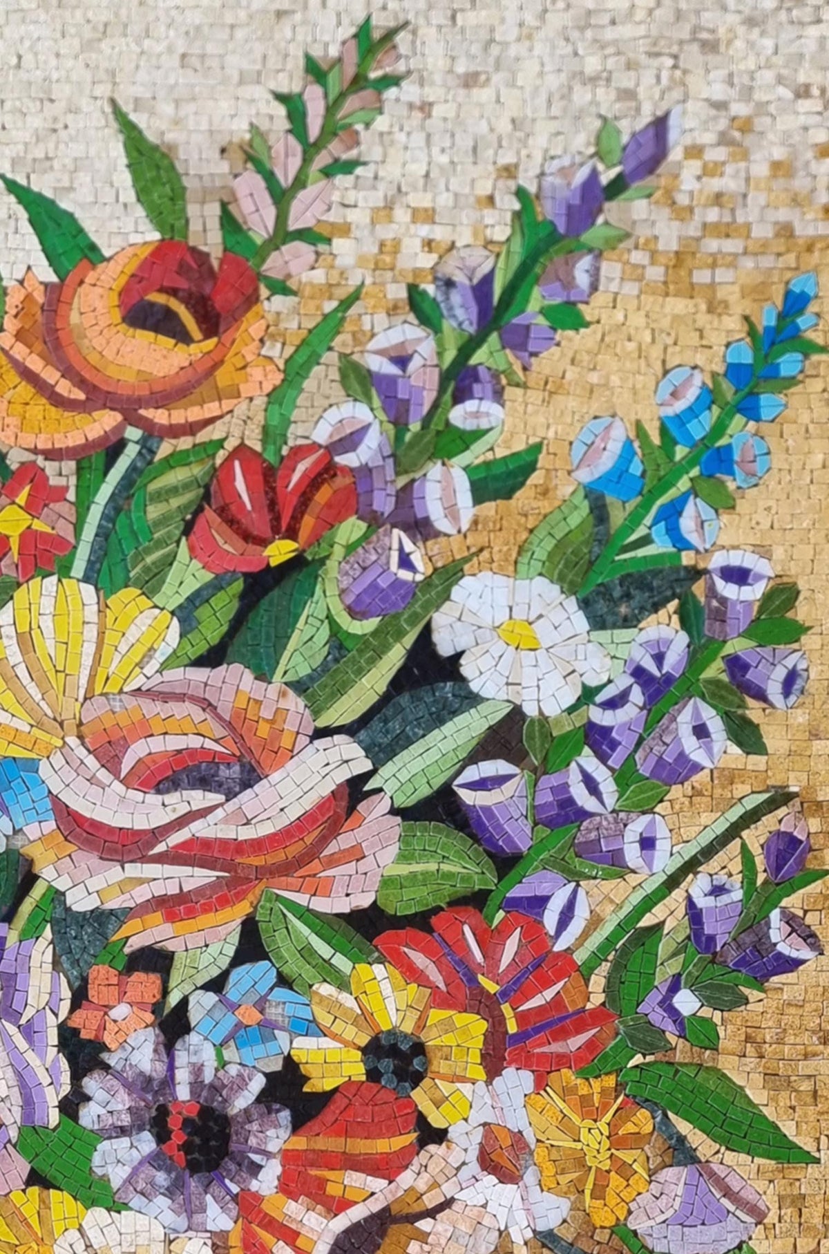 40"x28" Floral Vase Mosaic Wall Art –  Vibrant Flower Arrangement , Customization available