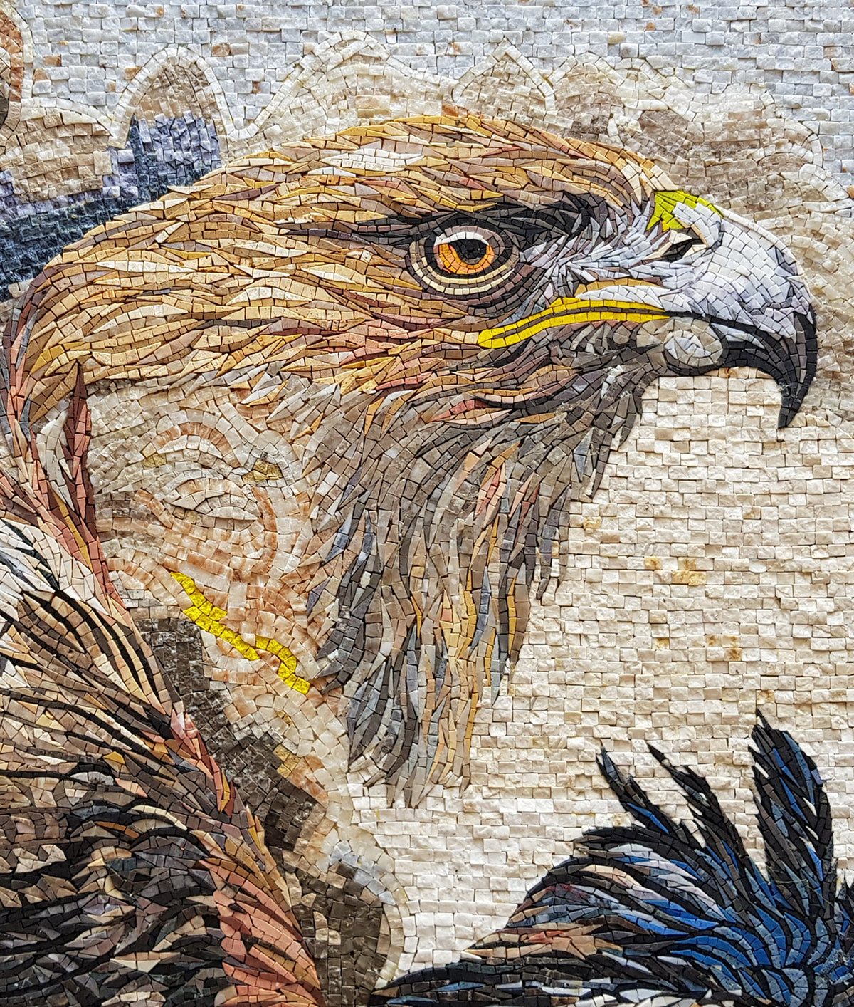 Eagle Mosaic Backsplash: Marble Bird Artwork (44” x 36”)