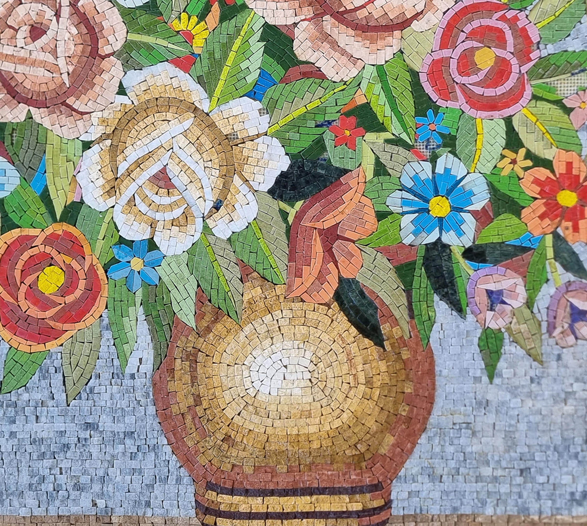 40"x 36" Mixed Flower Mosaic Wall Art , Vibrant Floral Design, Decorative Home Accent, customization available