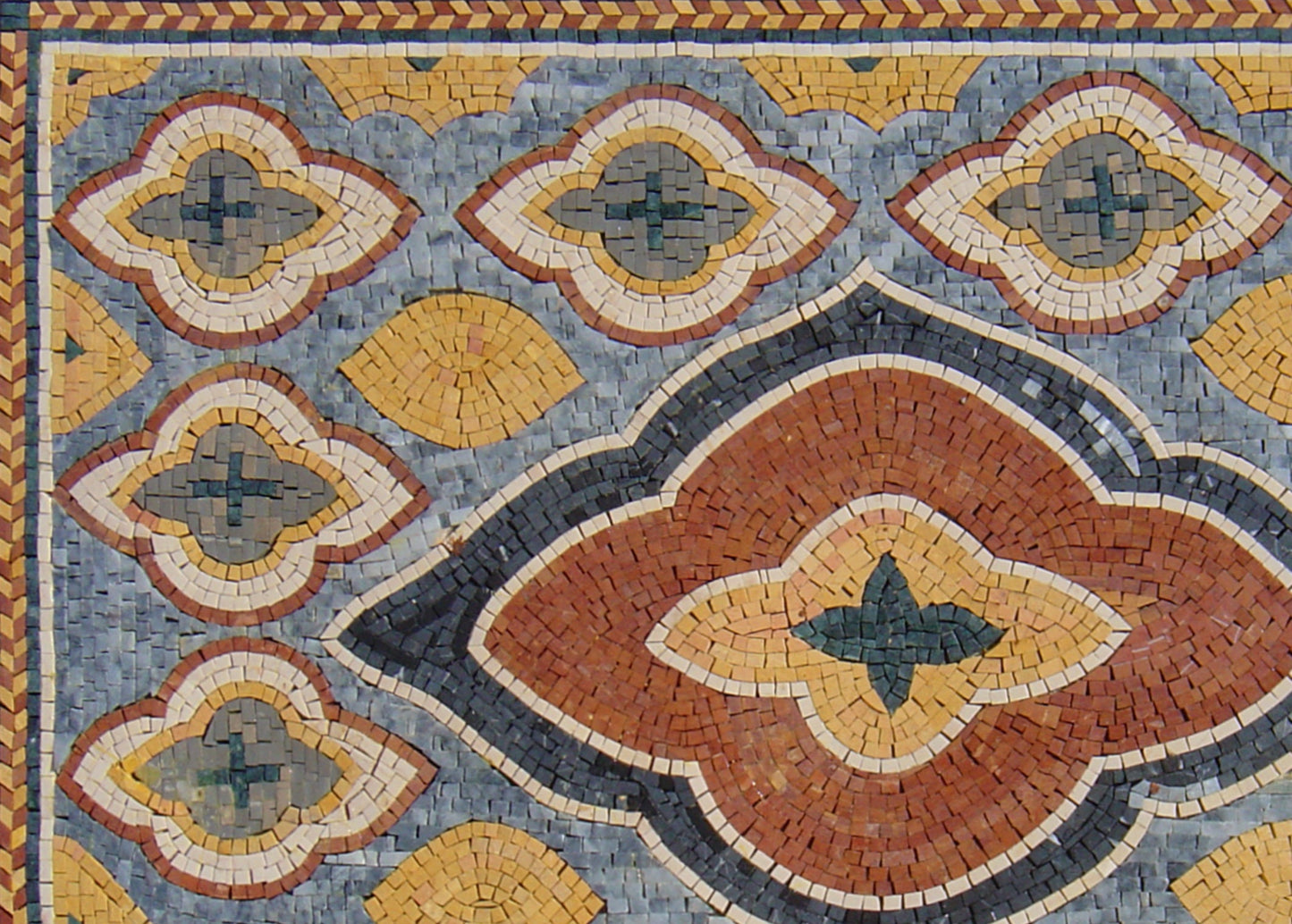 Handmade Marble Stone Rug: Mosaic Art Floor Covering (40” x 28")