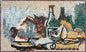 Wine Bottles Mosaic Art: Handmade Marble Still Life Wall Decor