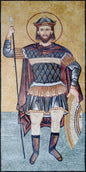 Handmade Christ Soldier Mosaic Art: Religious Backsplash Tile (72” x 36")