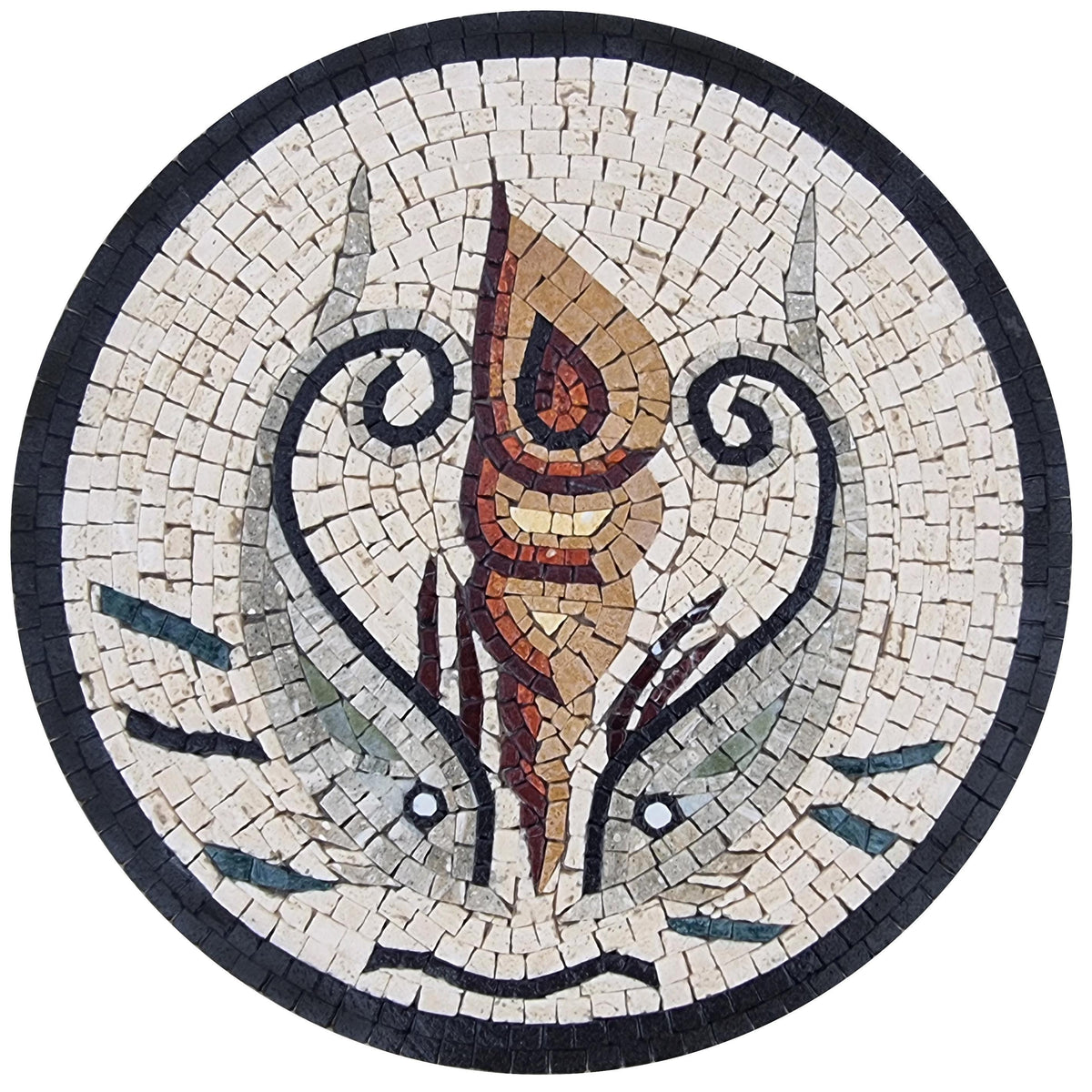 16-Inch Fish Mosaic Medallion – Custom Handmade Marble Tile Art, Customization available