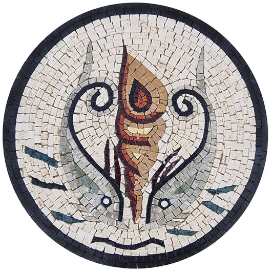 16-Inch Fish Mosaic Medallion – Custom Handmade Marble Tile Art, Customization available