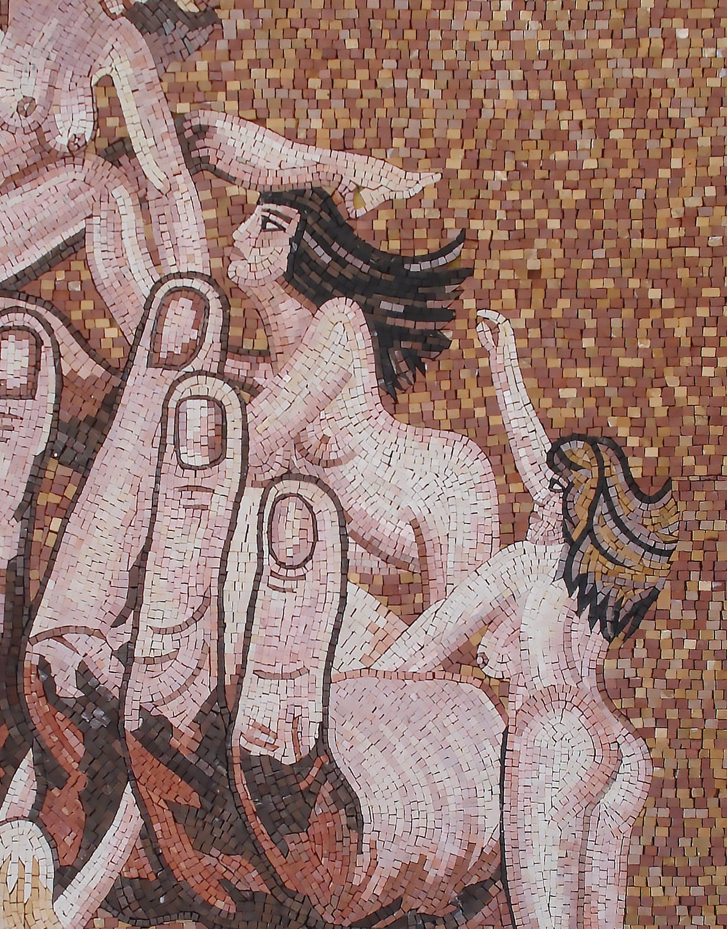 RE001 Nude Woman Climbing Hand Mosaic Wall Art
