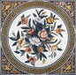 Handmade Stone Mosaic: Mixed Flower Bouquet Wall Art (48x48")