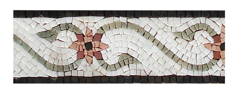 Floral Marble Mosaic Tile Border: Botanical Wall Decor (40x4 Inches)