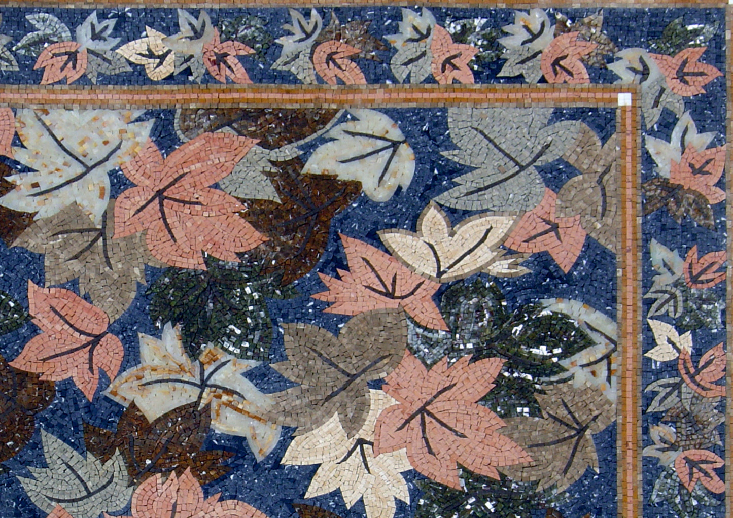 Handmade Marble Mosaic Rug: Floral Stone Art Carpet (64” x 46")