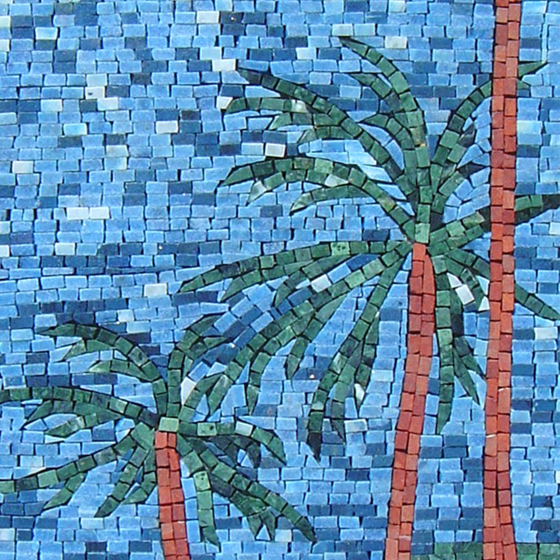 Handmade Palm Tree Mosaic Tile Art: Desert Scenery Wall Decor