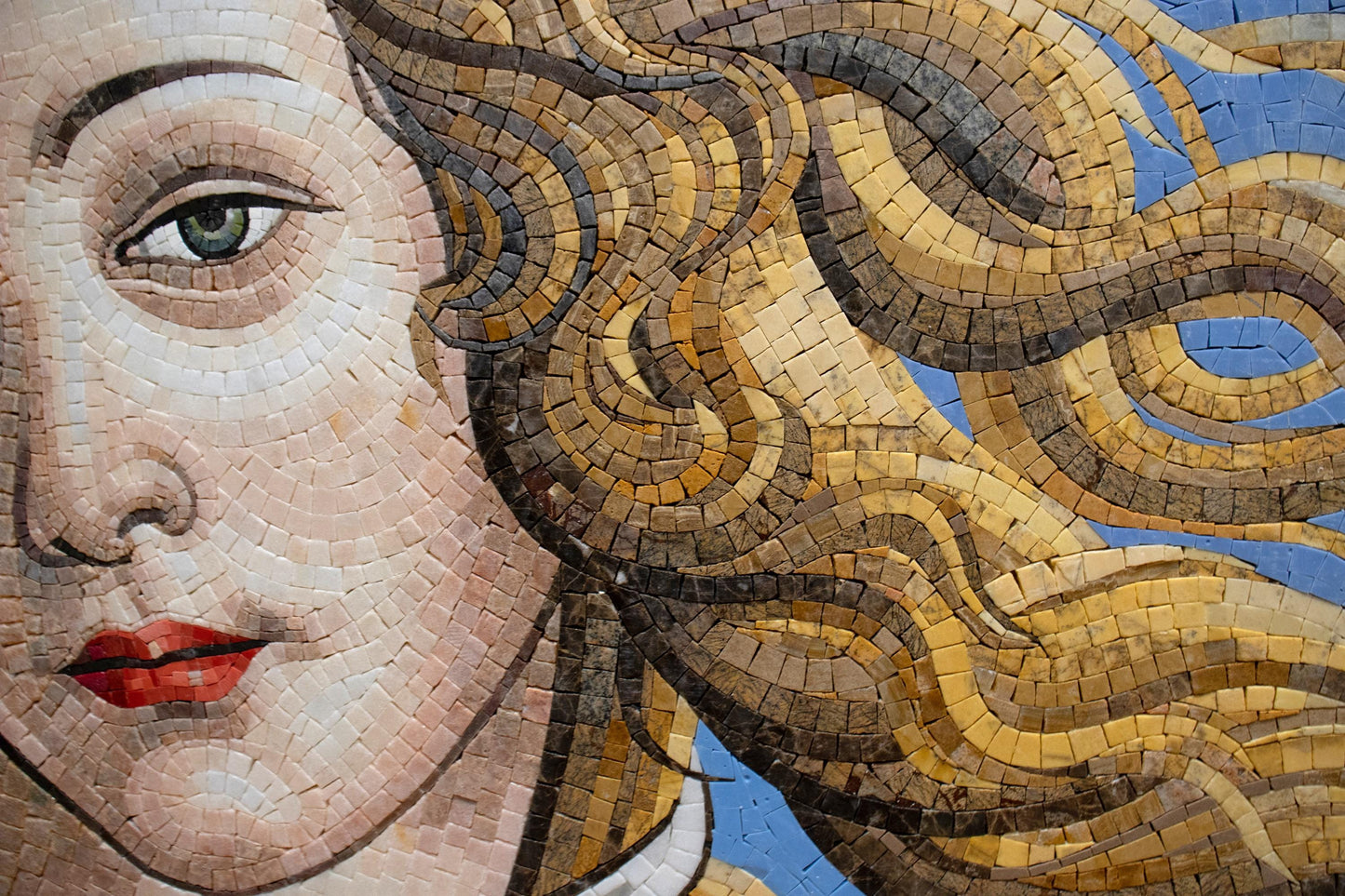 34"x26" Botticelli Venus Mosaic Art –  Renaissance Masterpiece, Framed Wall Decor, Customization available