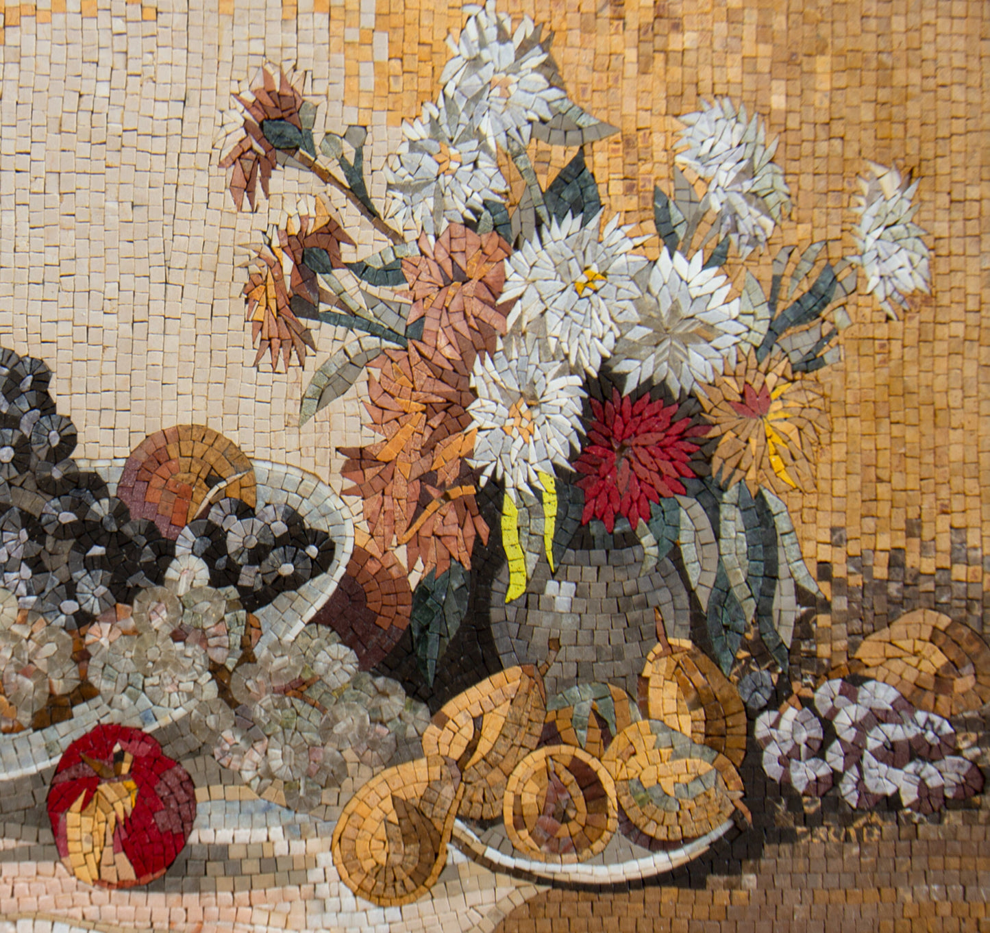 Handmade Fruit & Flower Mosaic Art: Botanical Kitchen Wall Decor (36” x 24”)