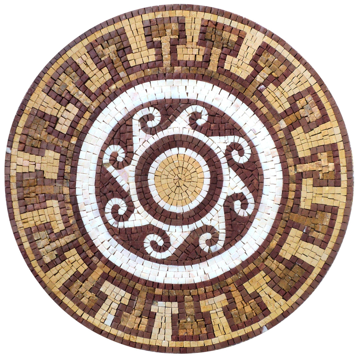 Handmade Marble Mosaic Medallion Tile: 20" Patterned Art Decor