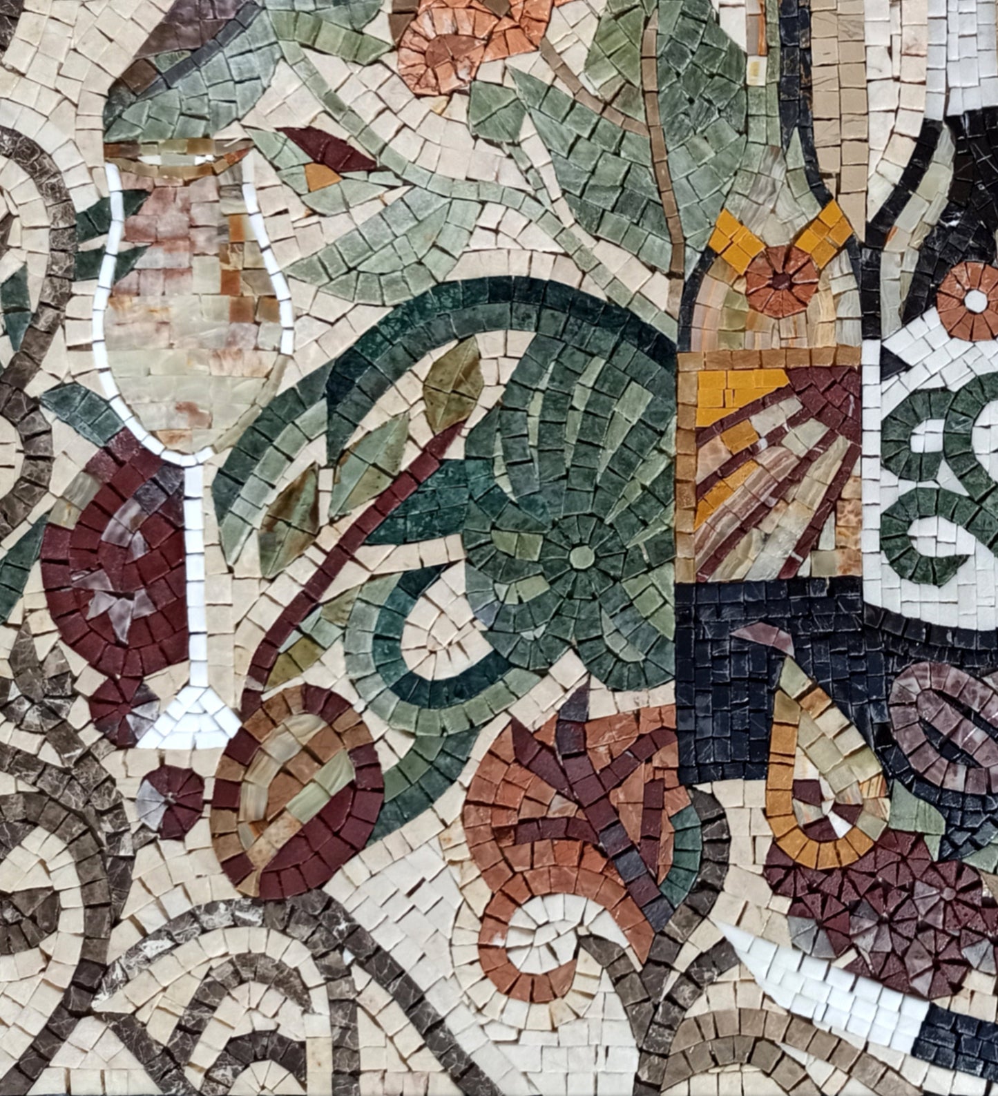 MOSAIC KITCHEN BACKSPLASH -Italian Wine Trio Mosaic Wall Art