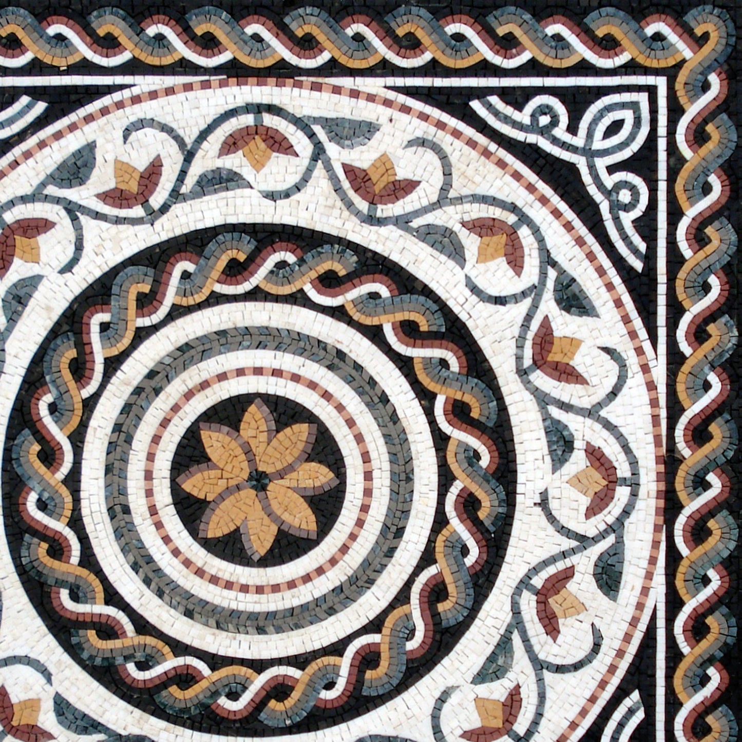 40” MEDALLION MOSAIC TILES |Botanical Floral Art Mosaic Tiles For House Warming | Tiles For Interior And Outdoor Hallway Entry And Walls