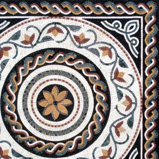 40” MEDALLION MOSAIC TILES |Botanical Floral Art Mosaic Tiles For House Warming | Tiles For Interior And Outdoor Hallway Entry And Walls