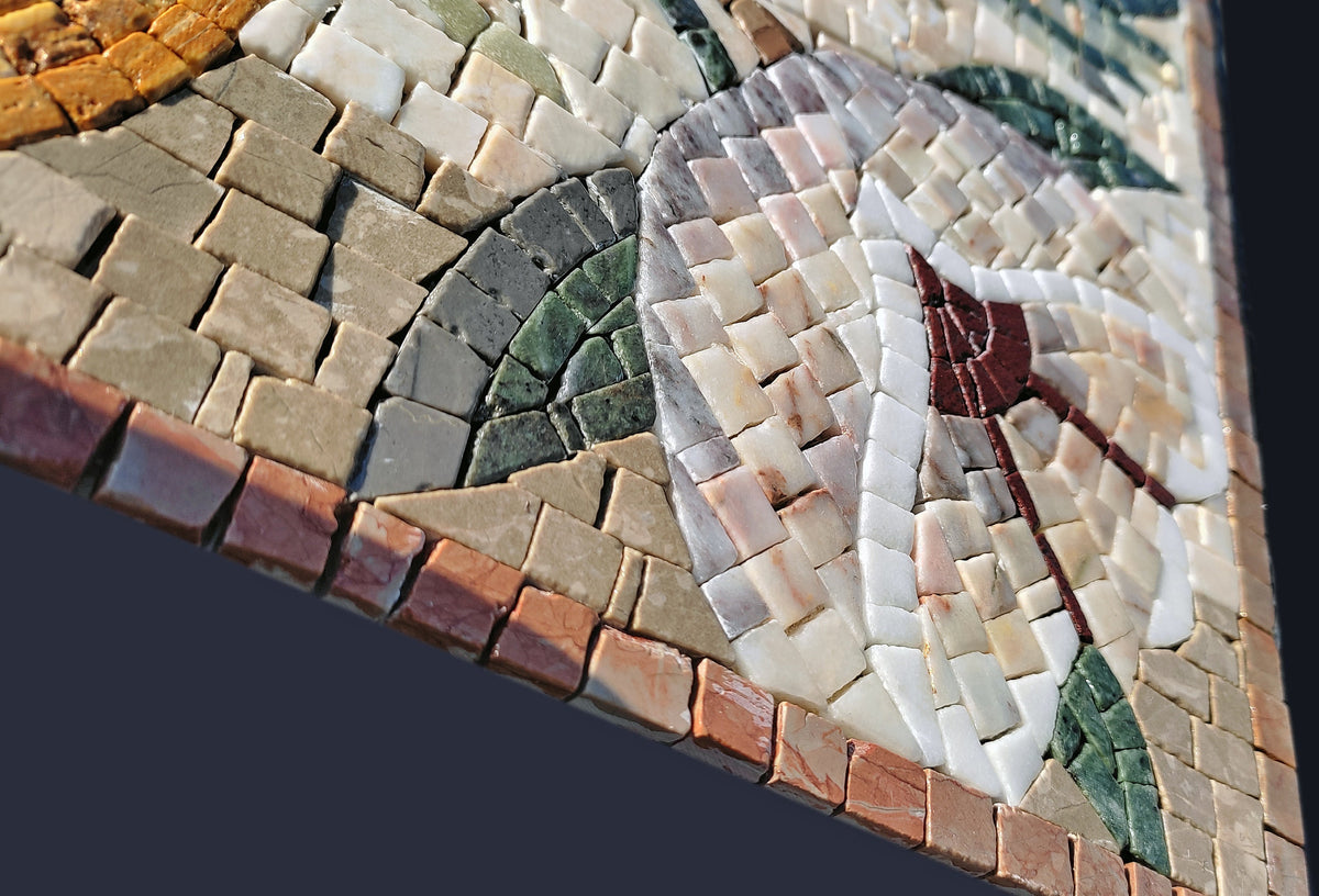 Handmade Marble Mosaic Art: Still Life Wine & Lemon Backsplash