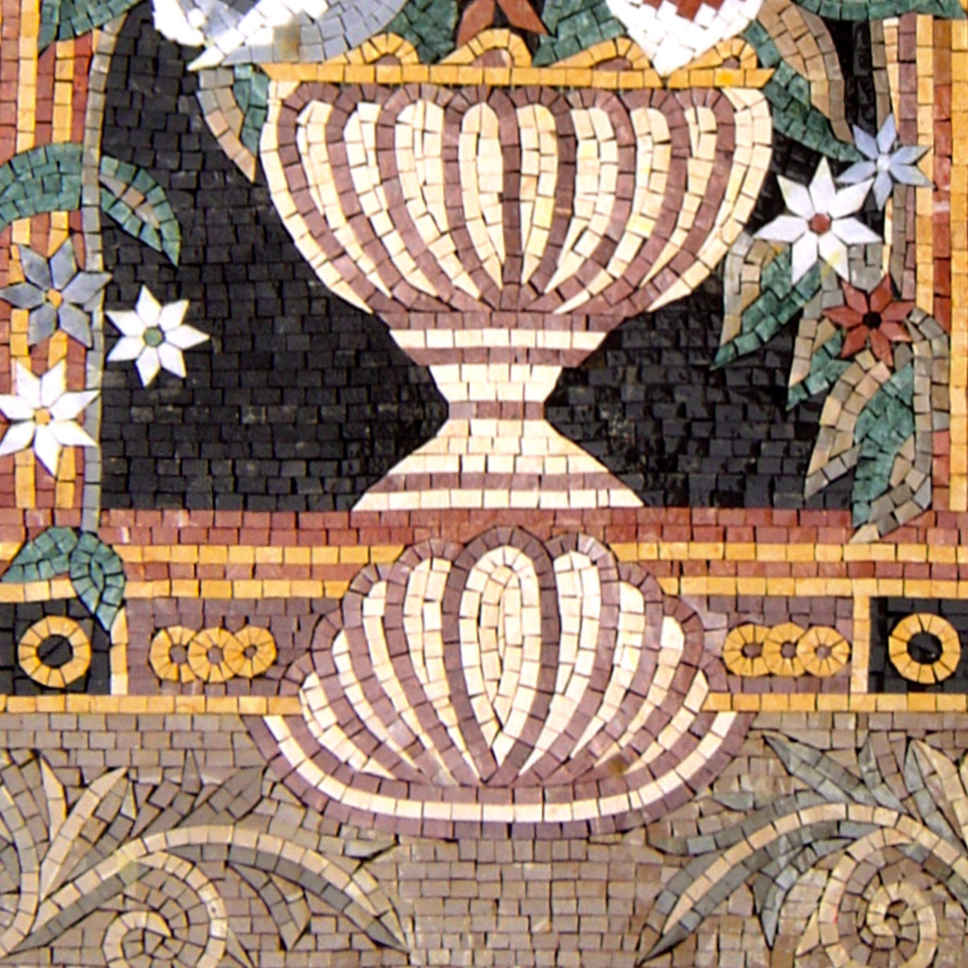 36" Handmade Marble Mosaic Flower Rose Vase Wall Art Home Décor
