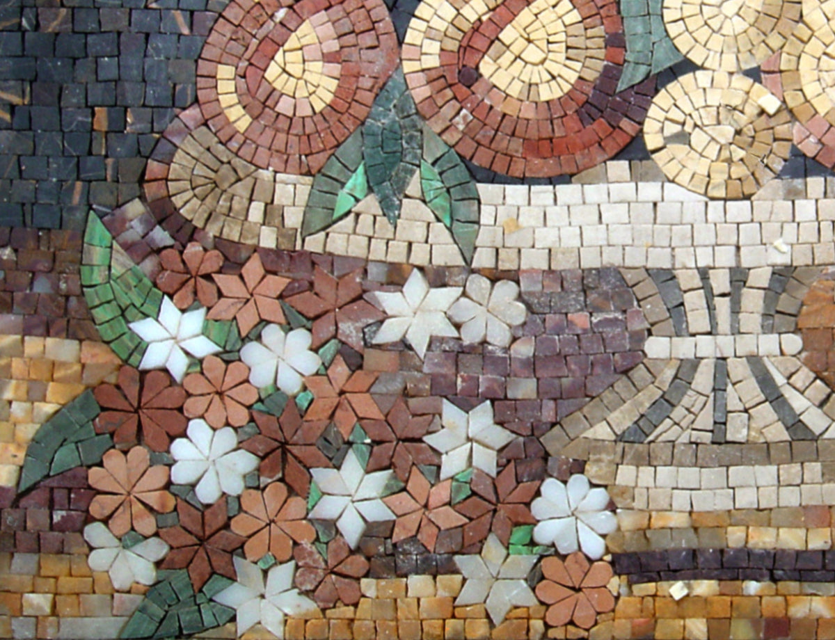 Handmade Marble Mosaic Tile: Fruit Still Life Kitchen Backsplash (32” x 26")