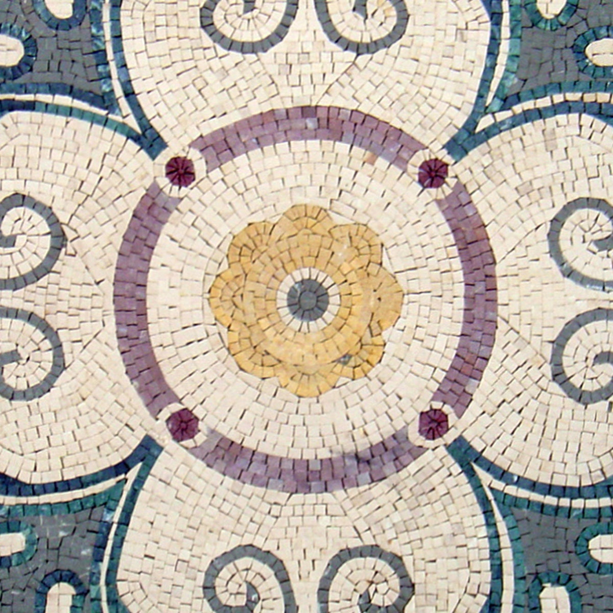Handmade Floral Marble Mosaic Medallion Backsplash - 40” Square