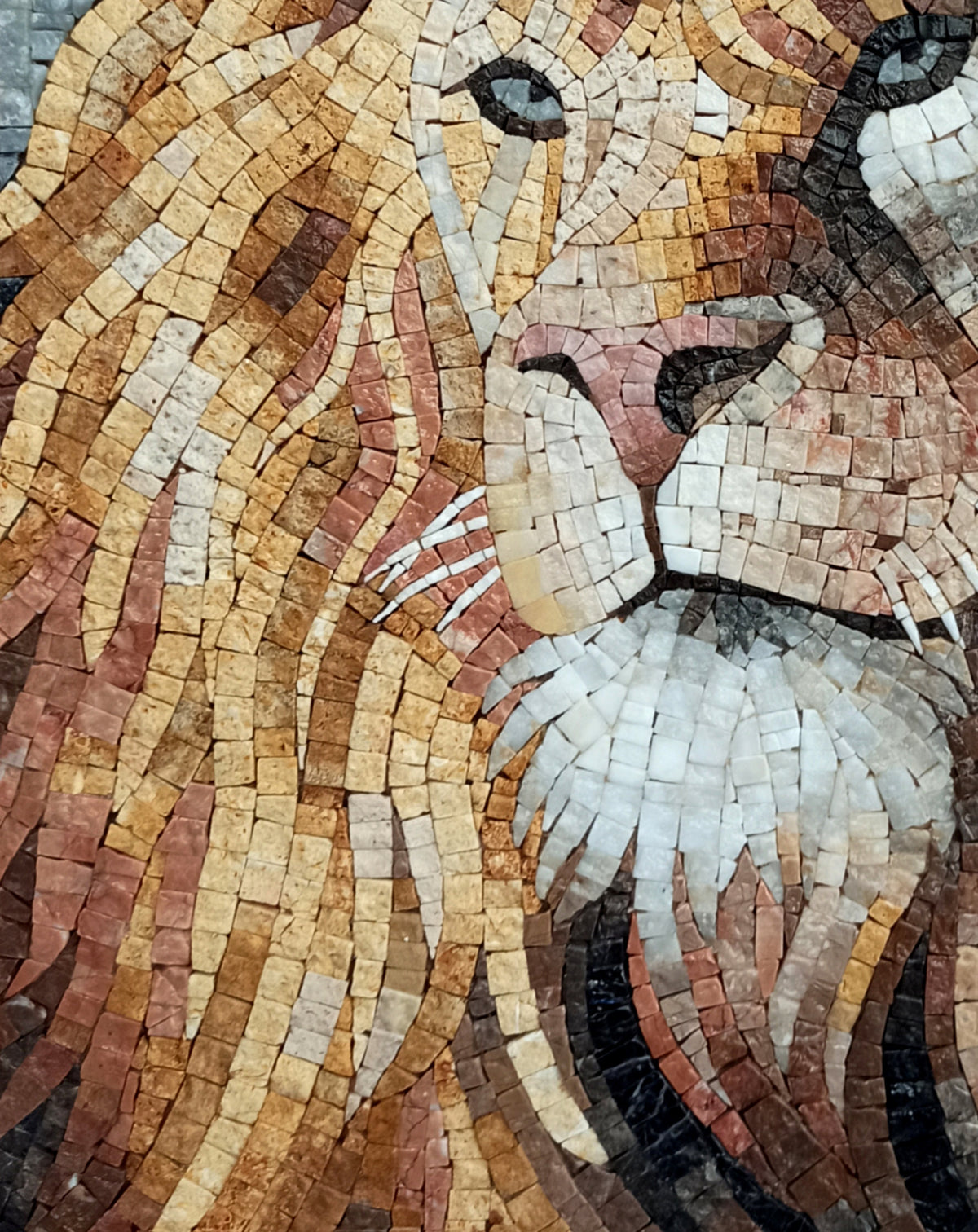 Handmade Lion Mosaic Tile Art: Wild Jungle Wall Decor