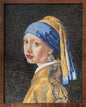 34x28  Girl with a Pearl Earring Mosaic – Vermeer Reproduction, Framed Wall Decor, Customization Available