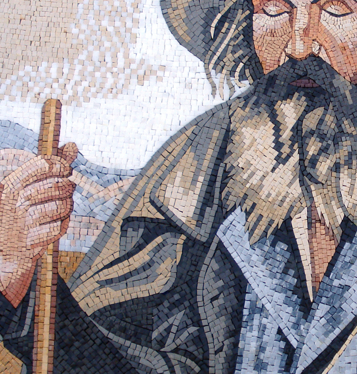 Handmade Marble Mosaic Tile: Blind Man Portrait, Interior & Outdoor Decor (52” x 32”)