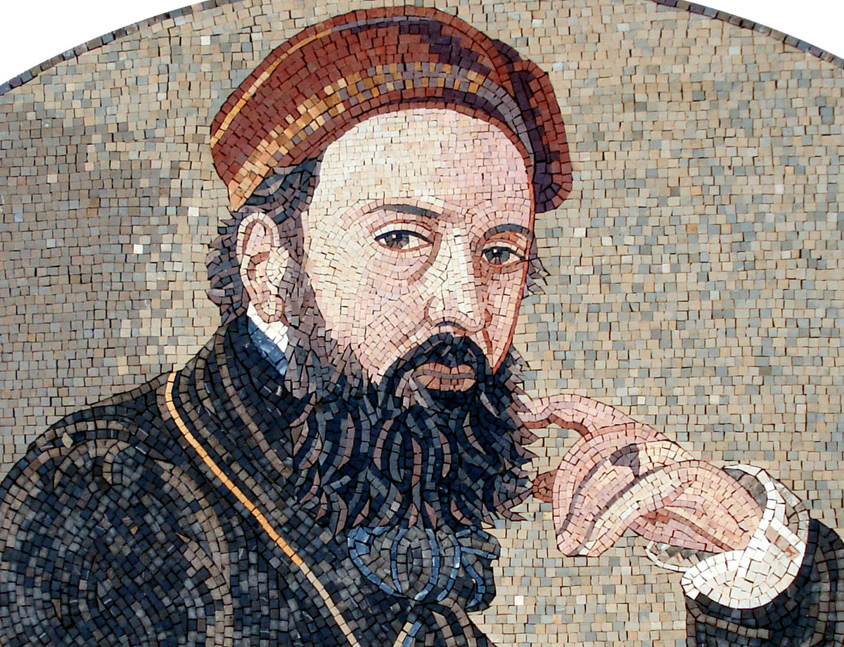 Handmade Portrait Mosaic Mural: Merchant Reproduction Tile Art (52” x 32”)