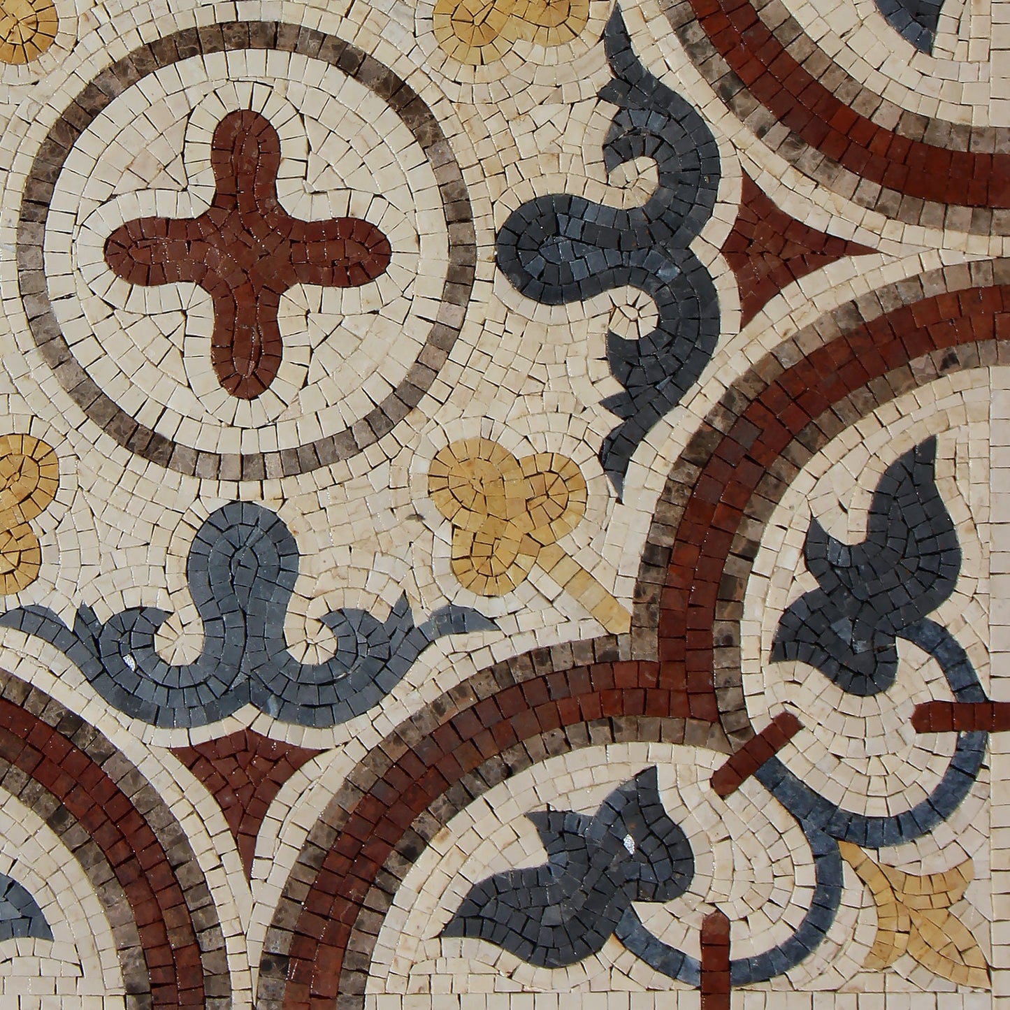 Handmade Marble Mosaic Tile: Geometric Floral Pattern (24x24)