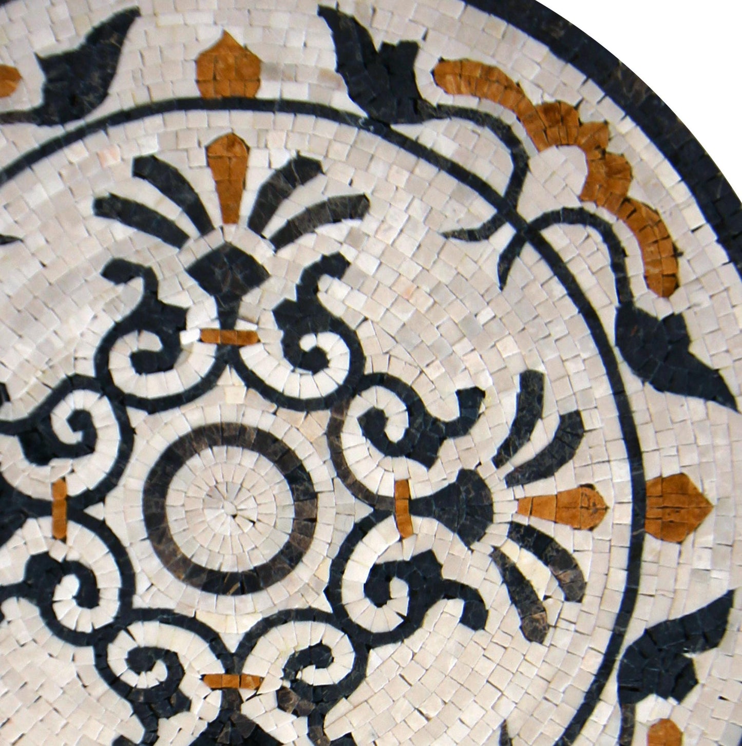 Handmade Marble Mosaic Medallion: 20-Inch Round Stone Tile Art