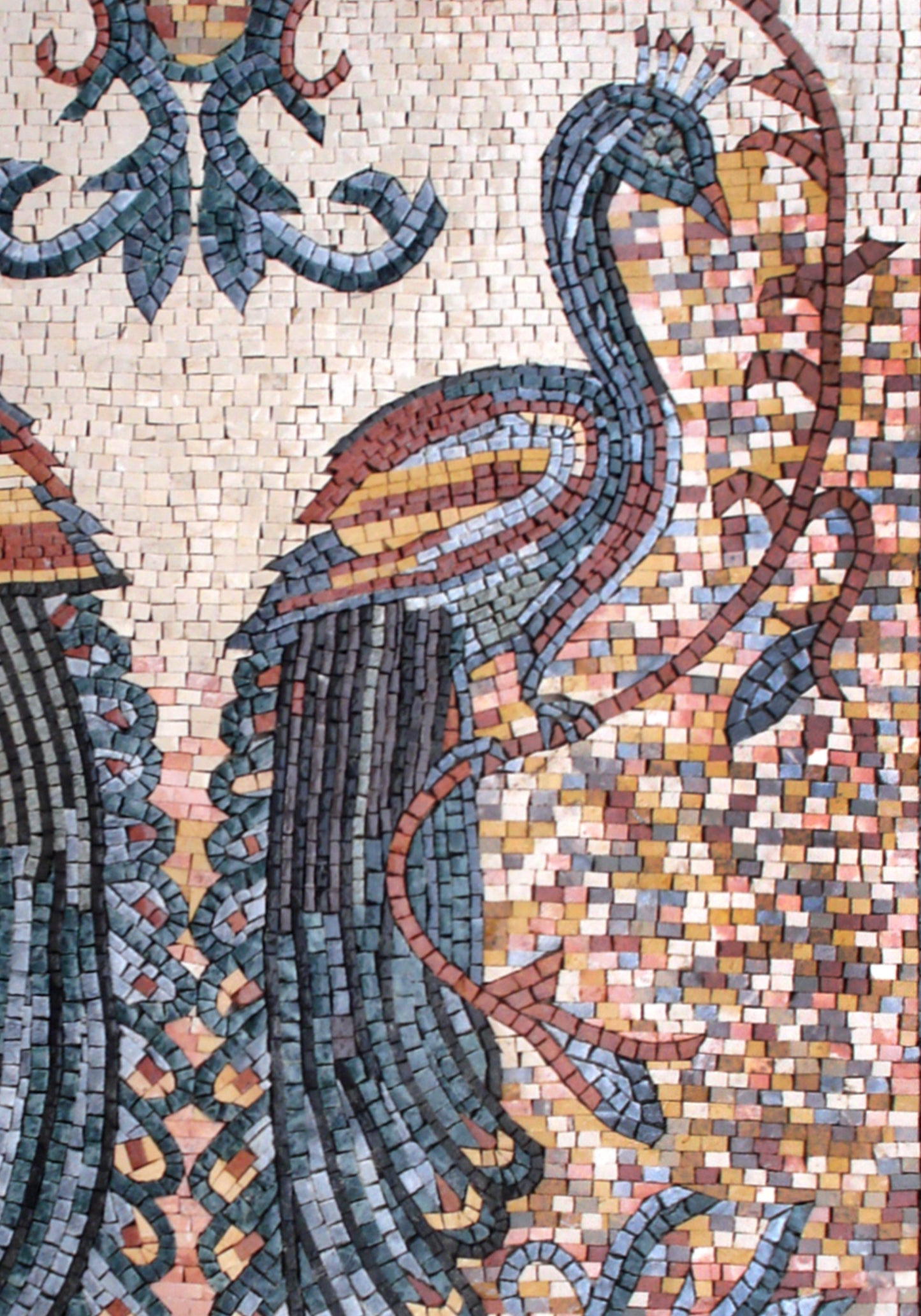 AN146 Bathroom Backsplash, Peacocks Mosaic Art
