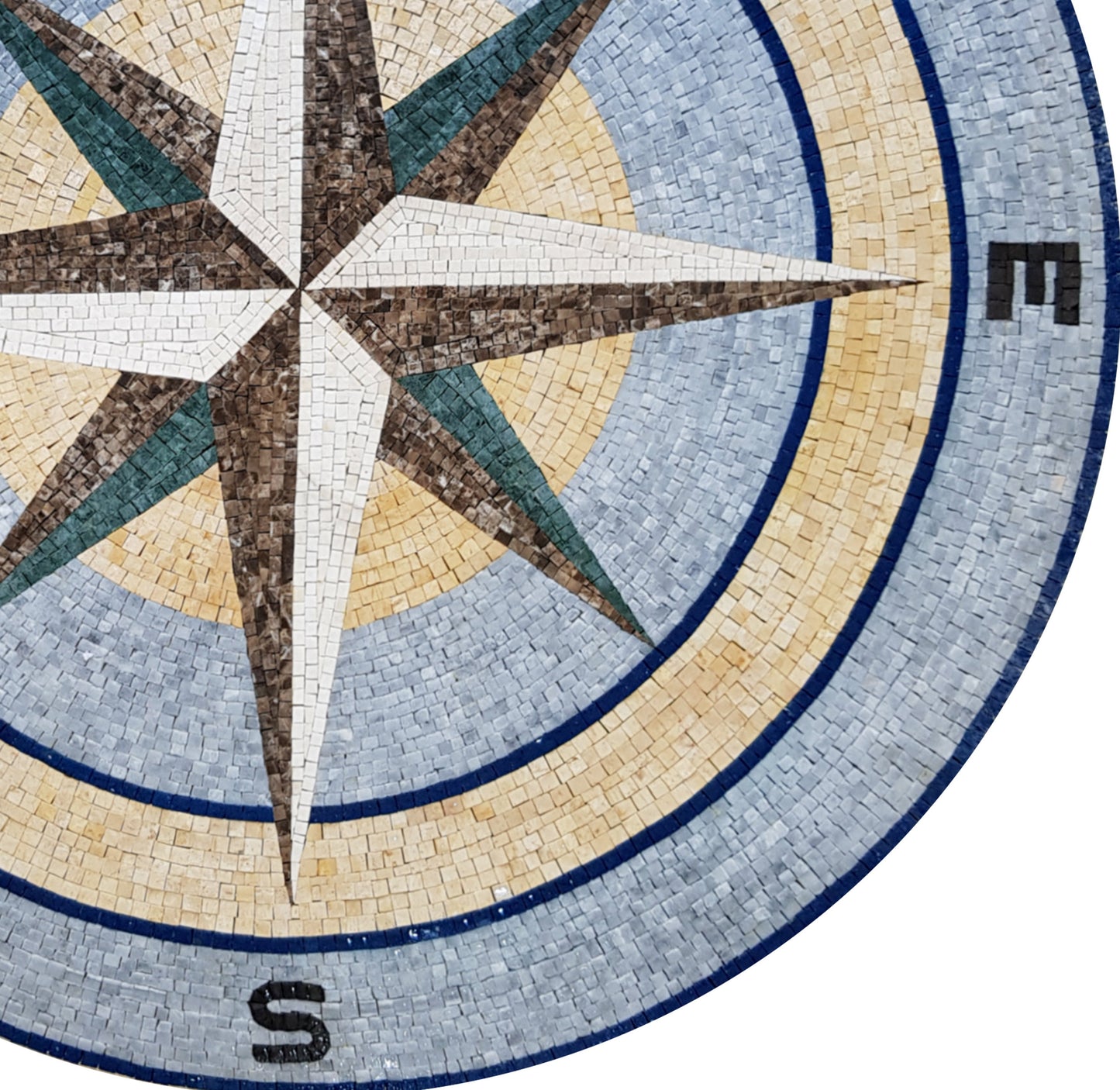 Sailing Serenity - Compass Rose Nautical Marble Mosaic Medallion Flooring Tiles - Customization available