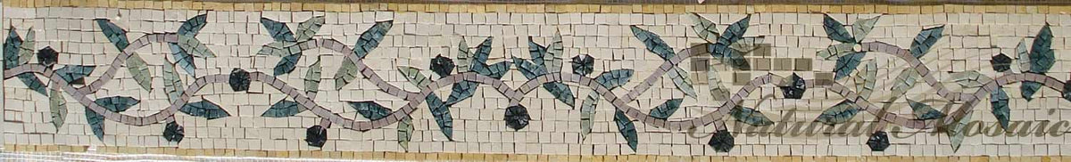 Botanical Mosaic Tile Border: Floral Leaf Art, 6" x 40"