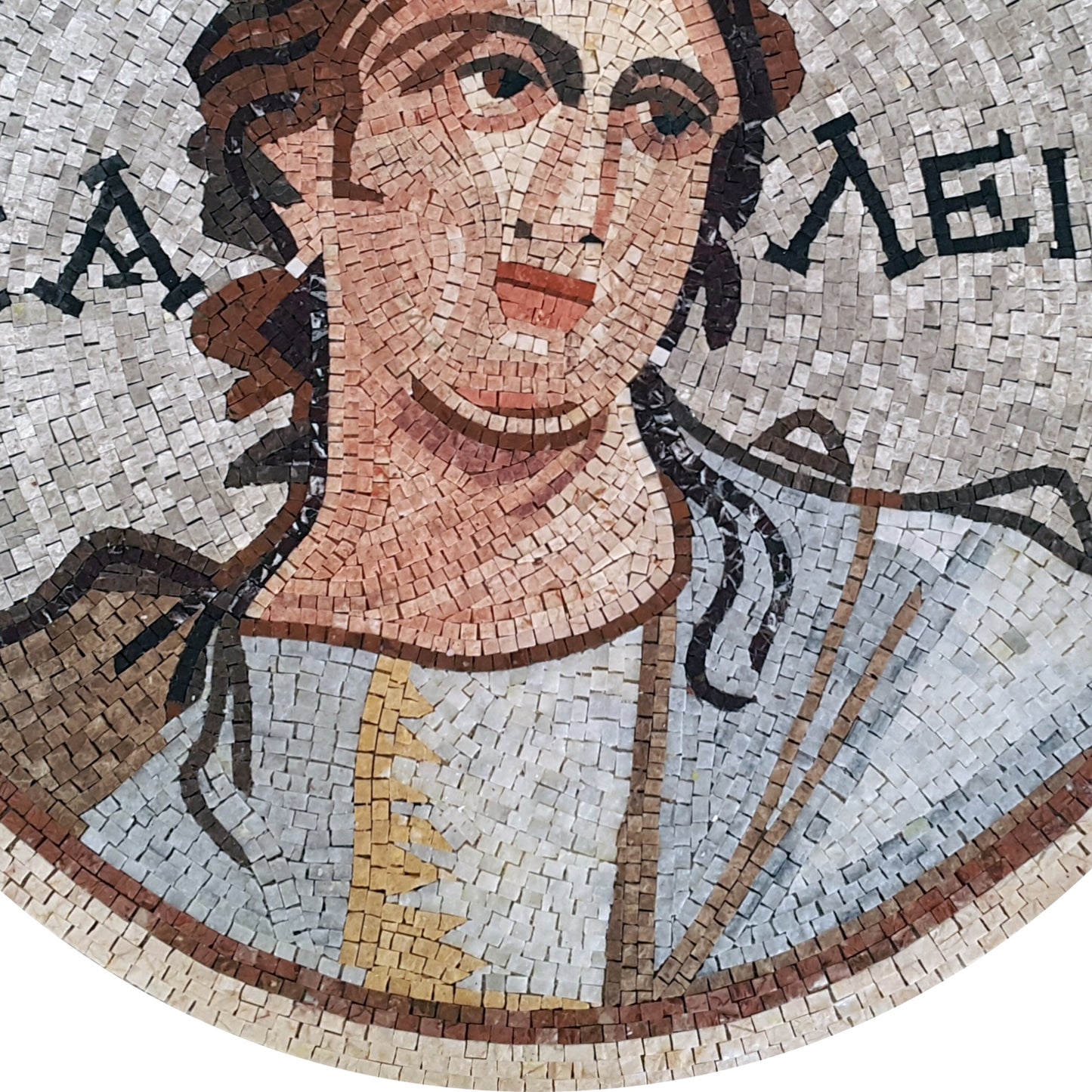 Handmade Athena Mosaic Art Tile: Greek Goddess Medallion (24" Diameter)