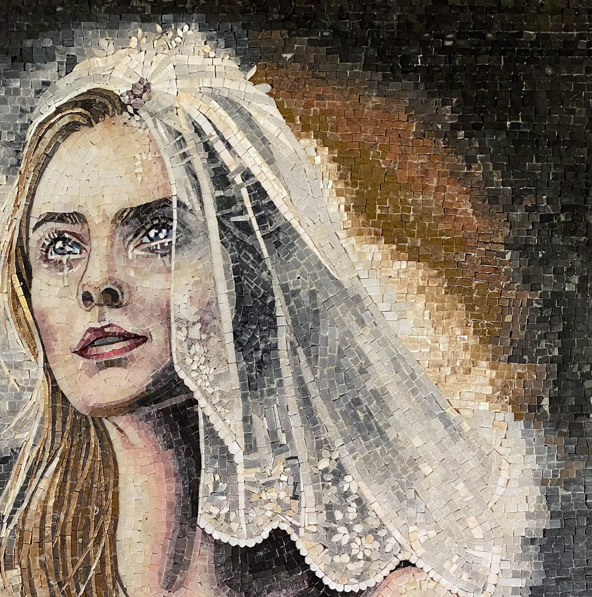 Handmade Cancer Zodiac Mosaic Tile Art: Bride Portrait (30"x30")
