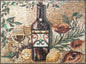 Handmade Marble Mosaic Mural: Wine & Fruit Kitchen Wall Art