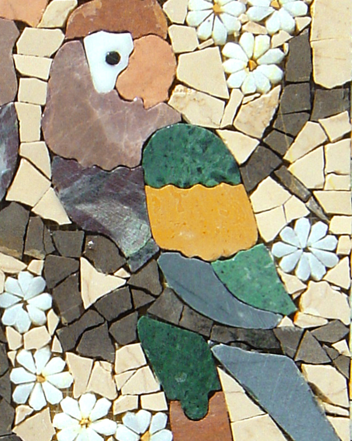 Handmade Parrot Mosaic Tile Art: Marble Wall Mural (16x12)