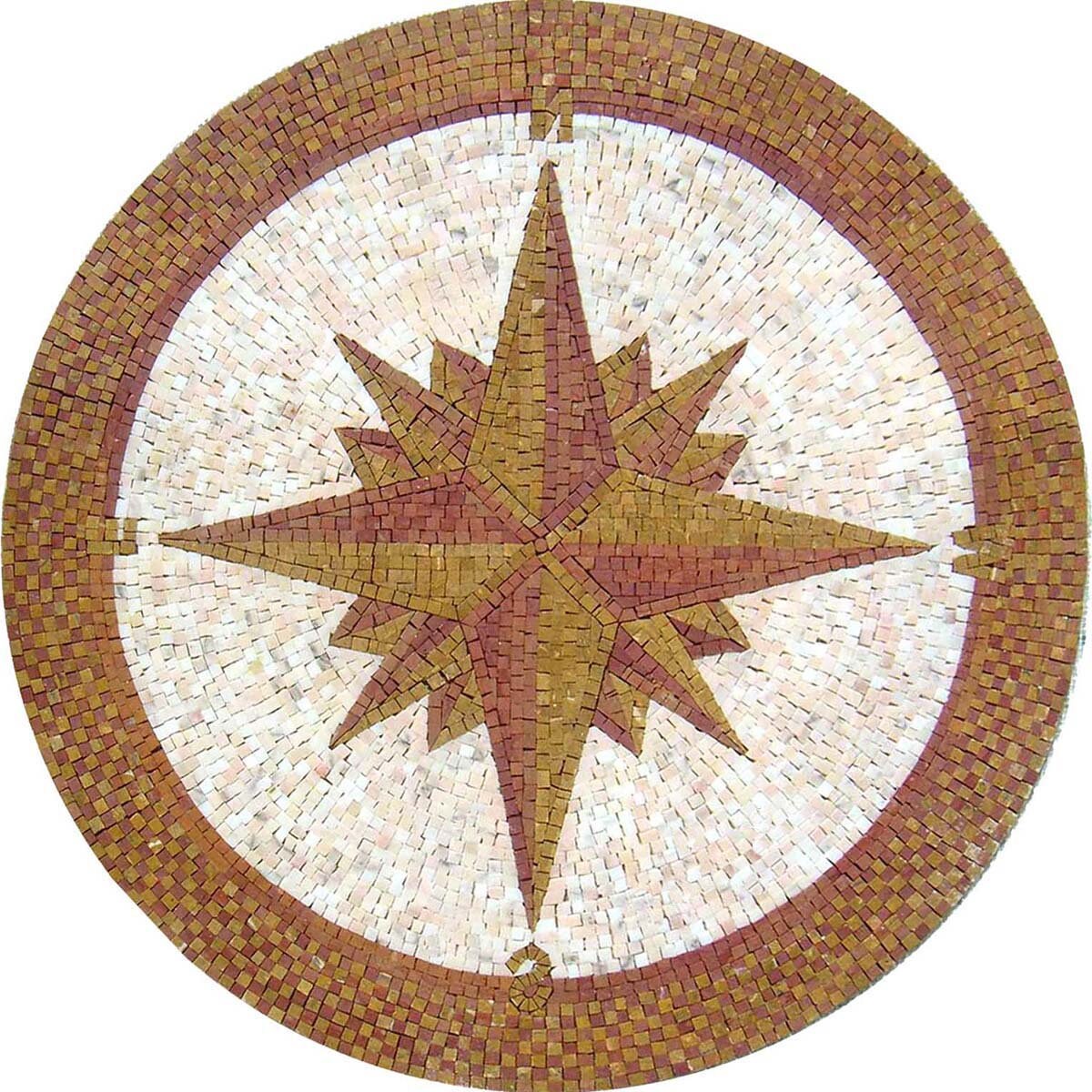 Majestic Nautical Charm - Compass Rose Marble Mosaic Medallion Flooring Art Tiles - Customization available