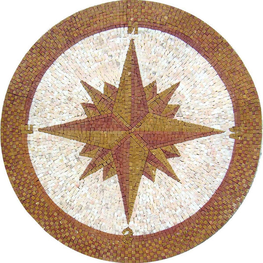 Majestic Nautical Charm - Compass Rose Marble Mosaic Medallion Flooring Art Tiles - Customization available