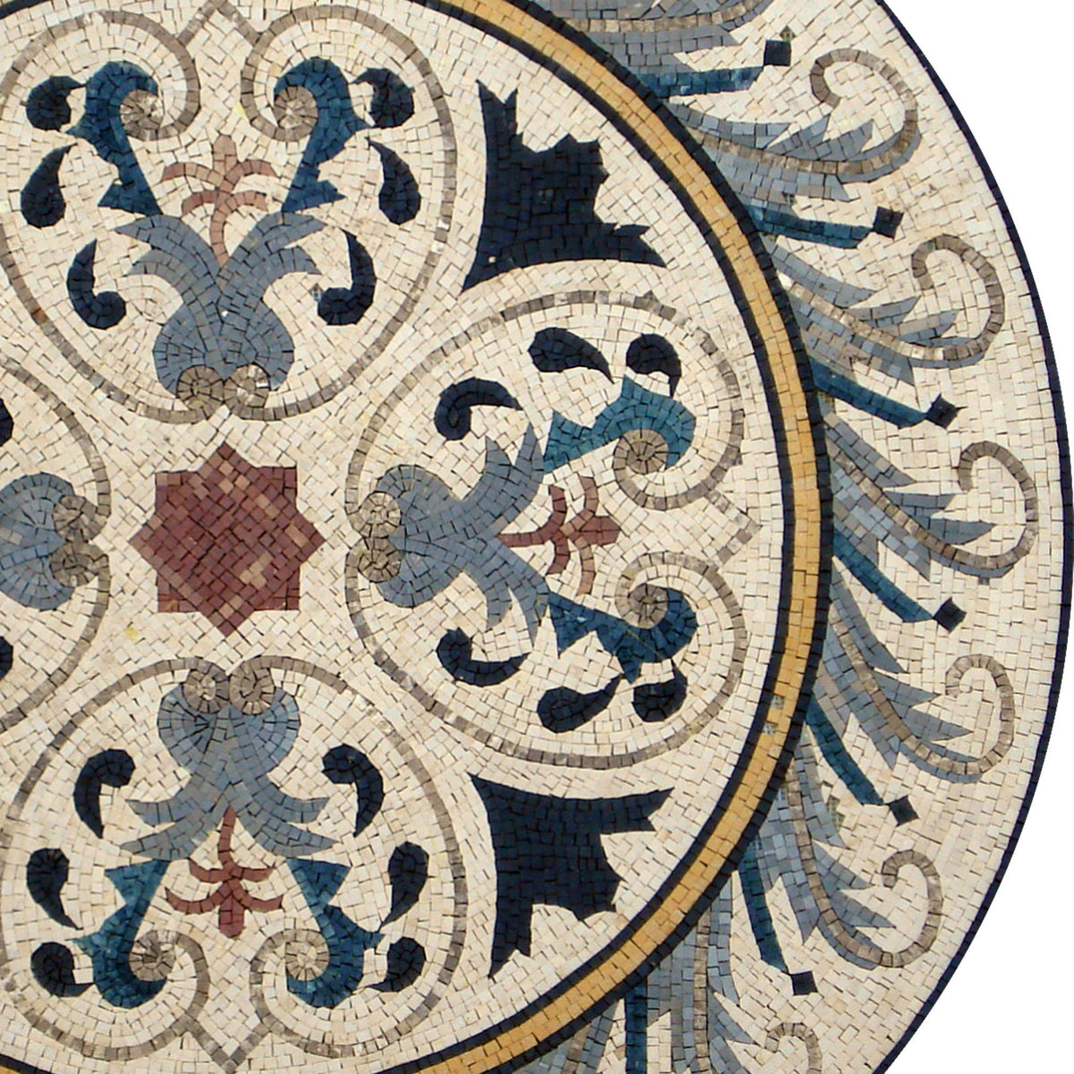 Handmade Marble Mosaic Medallion - 48 Inch Art Tile Décor