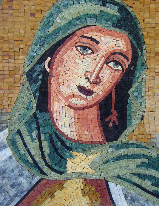 18"x28" Virgin Mary Icon Mosaic – Byzantine Religious Decor, Custom Sacred Portrait, Customization available