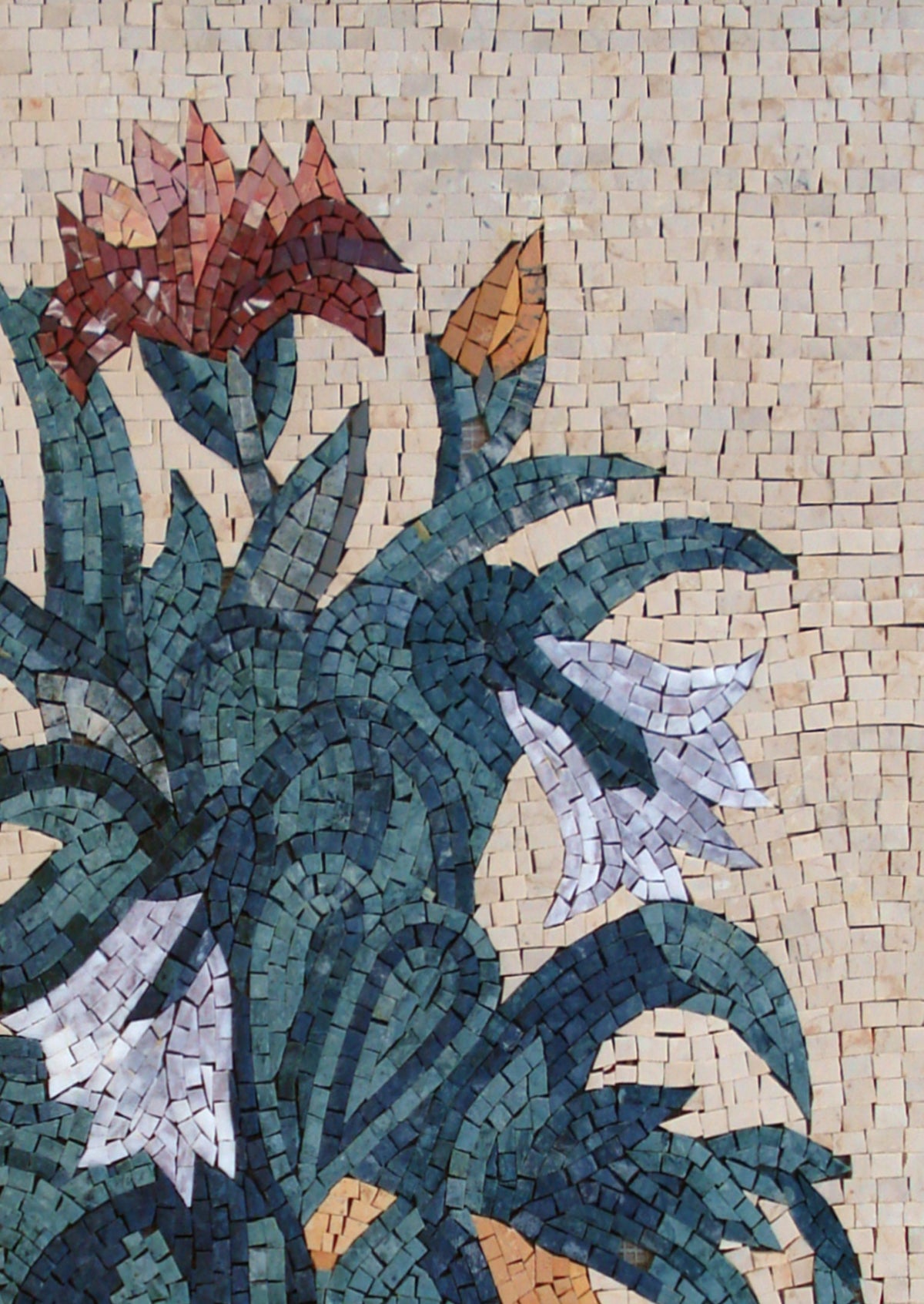 Handmade Marble Mosaic Wall Art: Flower Rose Vase, 26" Home Decor