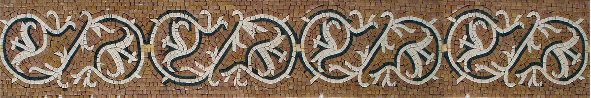 Botanical Mosaic Border Tile: Marble Leaf Pattern, 8"