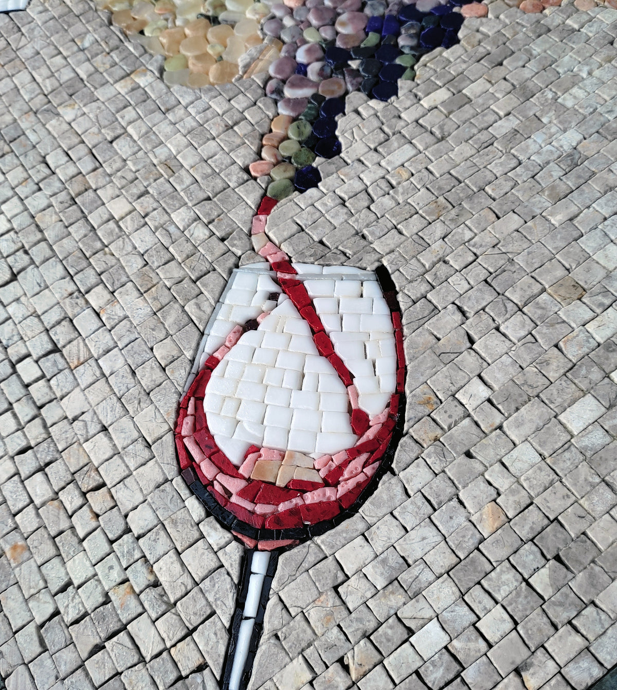 Handmade Marble Mosaic Tile: Champagne & Wine, Kitchen Backsplash (24x24)