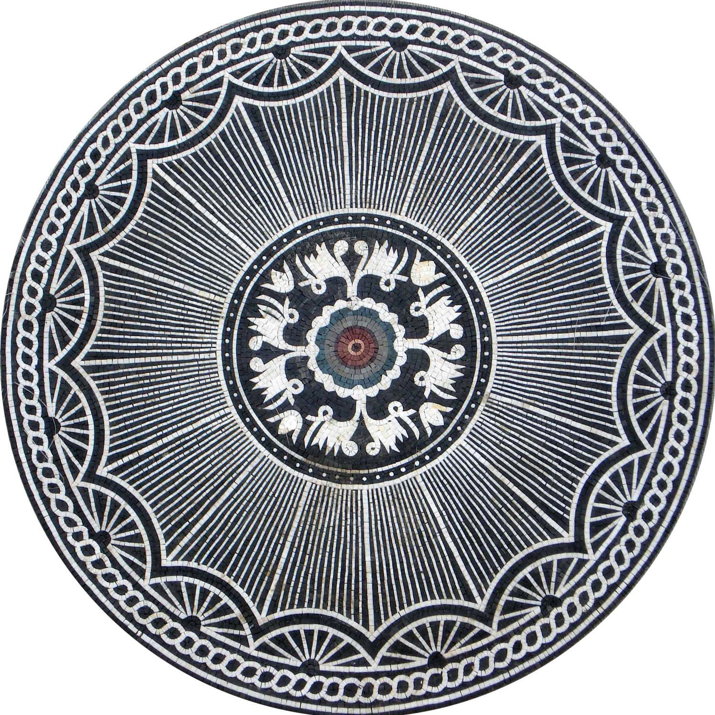 40" Handmade Marble Mosaic Medallion Art Tile Décor