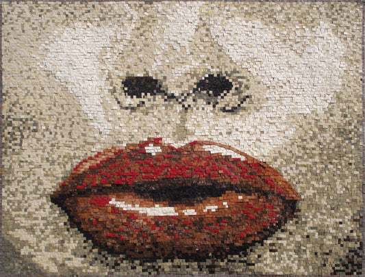 AB001 Lips Closeup Handmade Marble Mosaic Art