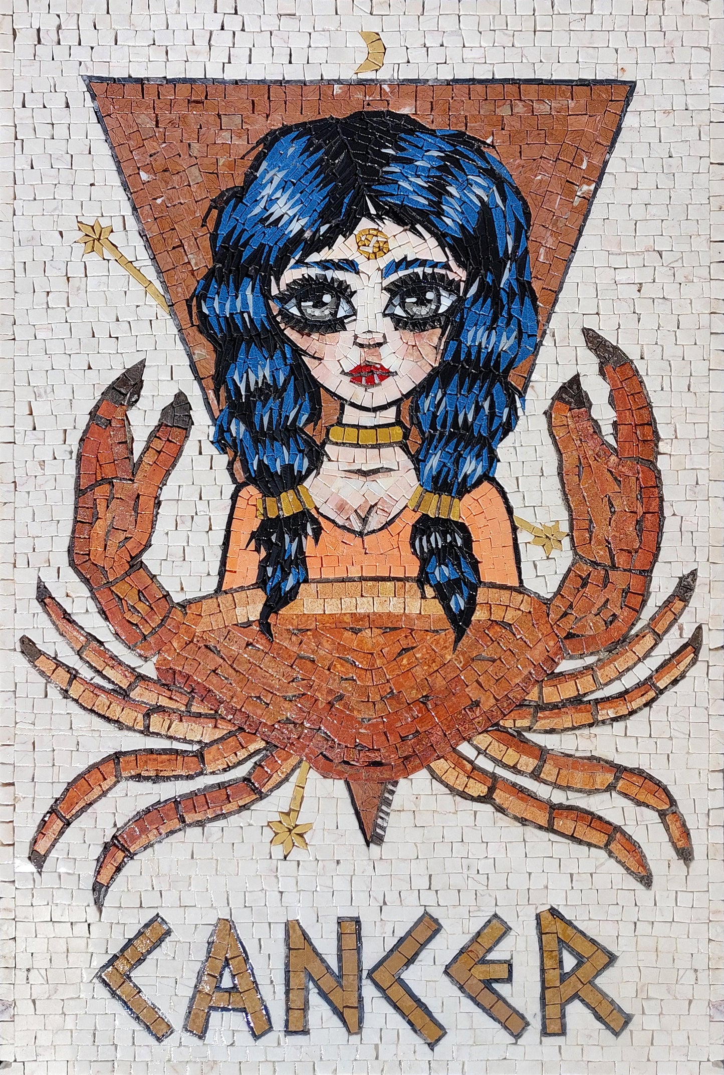 Handmade Cancer Zodiac Mosaic Tile Art: Birthday Gift