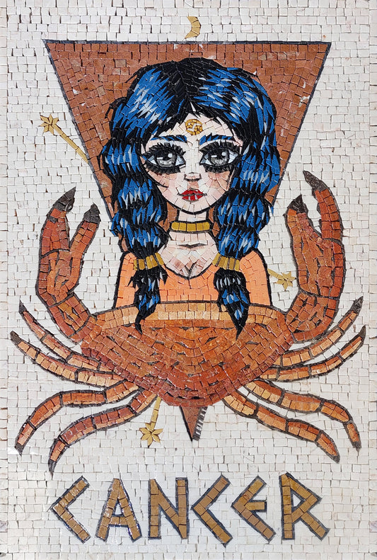 Handmade Cancer Zodiac Mosaic Tile Art: Birthday Gift